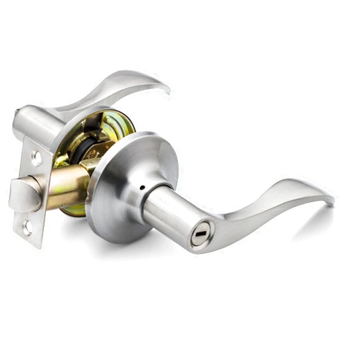 Berlin Modisch Privacy Lever Door Handle [Thumb Turn Lock on The Inside] for Bedroom or Bathroom with a Satin Nickel Finish, Reversible for Right & Left Side, Classic Series