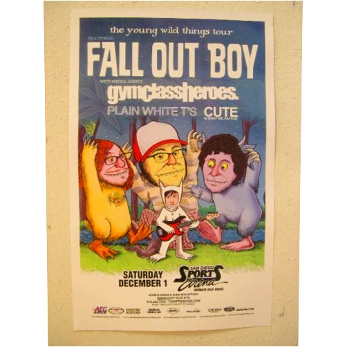 Postersultan Fall Out Boy Concert Handbill Poster Fallout Where The Wild Things Are