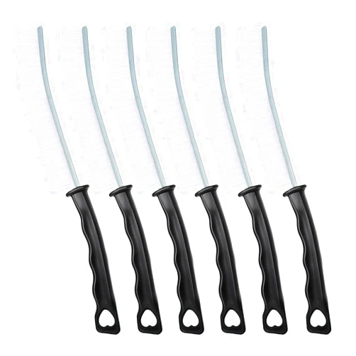 CN1ST Hard Bristle Crevice Cleaning Brush, Versatile Scrub Tool for Kitchen, Window, Vehicle, Faucets,Grout, Household Use, and Bathroom 6 Pack Color Black and White
