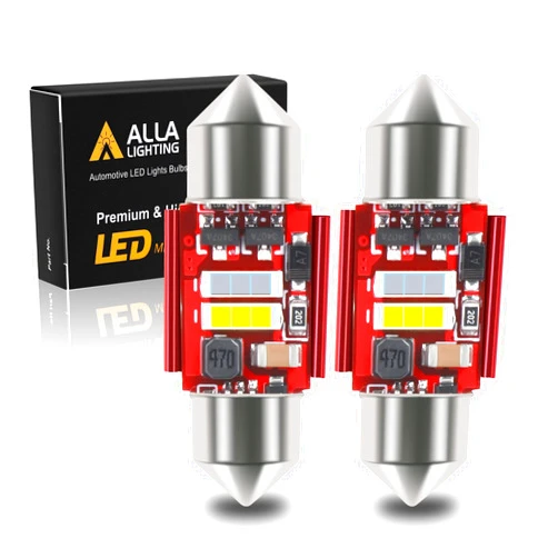 Alla Lighting Dual Color DE3175 DE3021 LED Festoon Bulbs, White/Blue Switchback CAN-bus 31MM Interior Map, Dome, Door, Trunk, Glove Box Lights