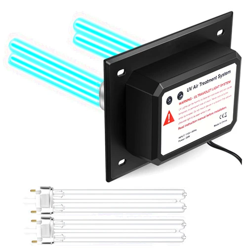 Qualirey HVAC UV Light Sanitizer Air Purifier for Whole House, 110V Dual UV UVC Light in Duct for HVAC Duct Filter, UV Duct Air Purifier for AC Air Conditioning(26 W,6.7 x 5.1 Inch)