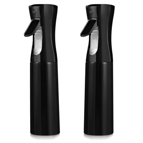 Arstech Continuous Spray Bottle for Hair (10.1oz/300ml) 2 Pack Mister Spray Bottles for Cleaning Empty Ultra Fine Water Mist Sprayer for Hairstyling Plant Garden Curly Hair Etc (Black)