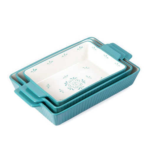 Sagoskat Baking Dishes Ceramic Casserole Dish 13x9inch Baking Dish 3pcs Bakeware Set Nonstick Lassagne Pan Stackable for Kitchen