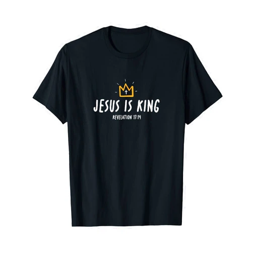 Jesus is King Kids Camp Shirts Jesus is King, Christ is King, King of Kings Lord of Lords T-Shirt, Small, Black