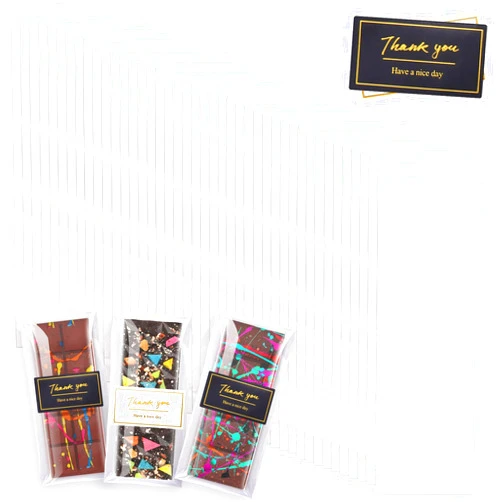 BABORUI 150Pcs Chocolate Bar Wrappers with Stickers, Self Sealing Chocolate Bar Packaging for Knafeh Pistachio Chocolate Bar Deep (5.9 x 2.4 Inch)