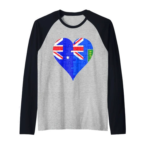 Australian British Virgin Islanders Designs By DNZ Australian British Virgin Islanders Flag Heart Raglan Baseball Tee