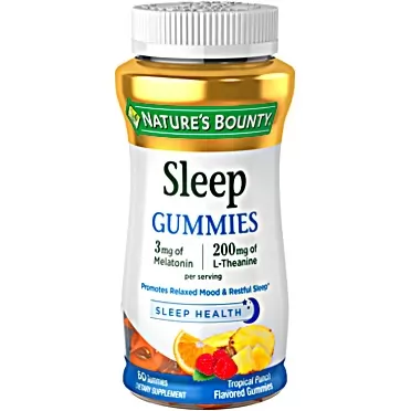 Nature's Bounty Sleep Complex Gummies 60ct, 3 millgrams Melatonin, 200 milligrams L-Theanine Gummies (2 Pack)