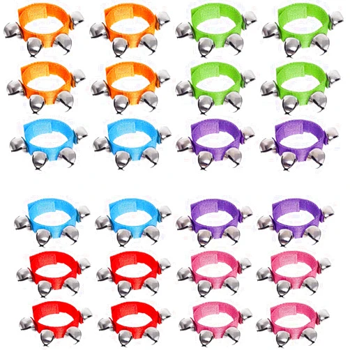 Augshy 24PCS Band Wrist Bells Jingle Bells Instrument Percussion Musical Party Wrist Bells and Ankle Bells Birthday Gifts Favors Toys for Kids