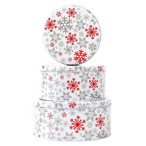 YWKXM Cookie Tins Round Storage Tins for Christmas Gift Giving, Extra Thick Metal - Large, Medium and Small Sizes (6)