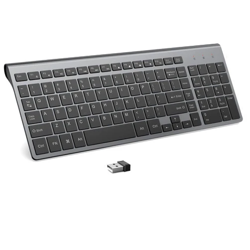 JOYACCESS Wireless Keyboard, 2.4G Slim and Compact Wireless Keyboard with Numeric Pad for Laptop, MacBook Air, Apple, Computer, PC(Black and Grey)