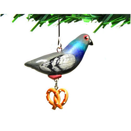 The Brooklyn Vibe Brooklyn Vibe - NYC Pretzel Pigeon Christmas Ornament - Funny City Bird Souvenir, Handmade 5-inch Novelty Gift