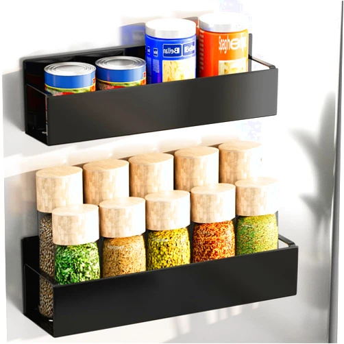 Uaxolwz 2 Pack Magnetic Spice Rack for Refrigerator, Moveable Magnetic Spice Racks, Kitchen Storage Rack, Suitable for Refrigerators, Microwave Ovens, Washing Machines, Saving Storage Space