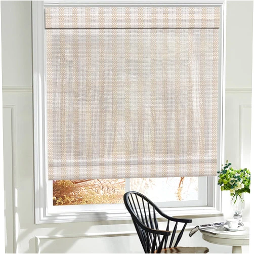 LANTIME Wood Window Roman Shades, Lined Blackout Bamboo Roman Shades Blinds, Easy Installation for Home and Garden, White