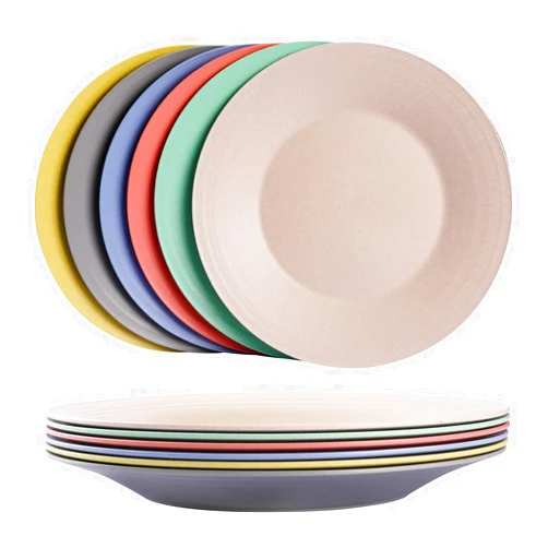greenandlife 10inch/6pcs Dishwasher & Microwave Safe Wheat Straw Plates - Lightweight Reusable Unbreakable Dinner Plates, Non-toxin, BPA Free and Healthy for Kids & Adults