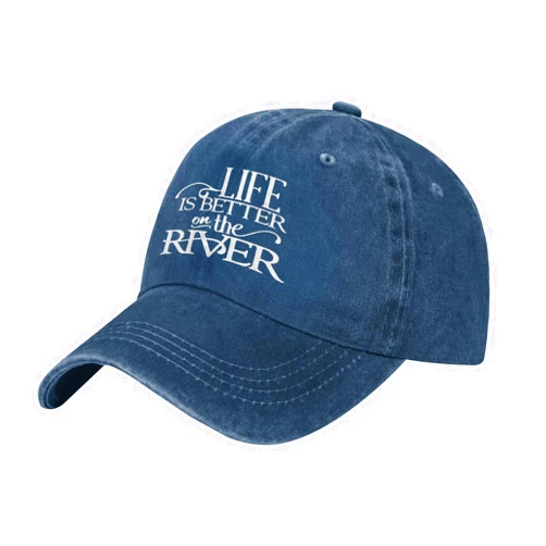 DKEHBCOMN Life is Better On The River Baseball Cap Cotton Cowboy Hat Fashionable for Man Woman Adjustable Black