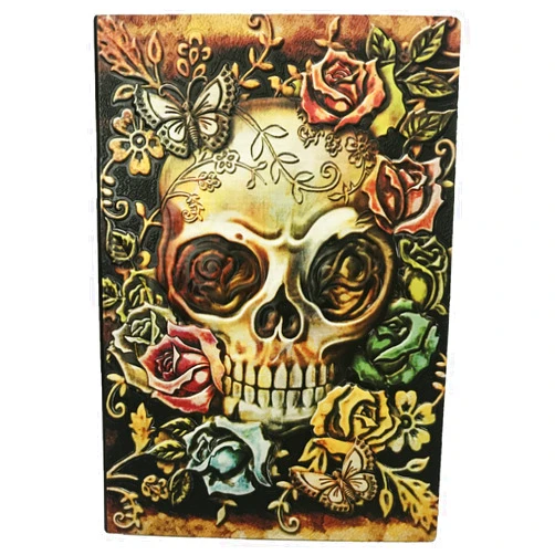 ZYWJUGE Embossed Leather Travel Journals Vintage Handcraft Embossed Skull Antique Diary Notebook (A5, Multicolored)