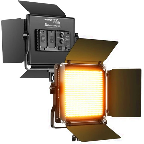 NEEWER 2Pcs Professional Metal Bi-Color LED Video Lights for Studio, YouTube, Product Photography, Video Shooting, Durable Metal Frame, Dimmable 660 Beads, with U Bracket & Barndoor, 3200-5600K CRI96+