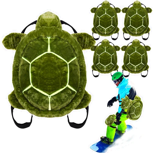 Wettarn 5 Pcs Large Turtle Butt Pads for Snowboarding Cute Turtle Cushion Turtle Protective Gear for Skiing Plush Turtle Knee Pad Elbow Pads for Kids Adults Winter Outdoor Protection(Green)
