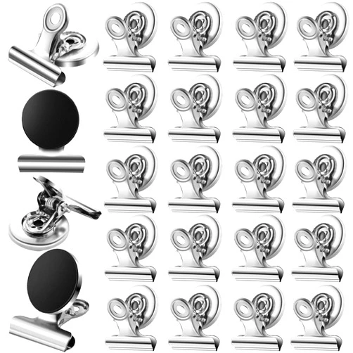 Ocbewua 24 PCS Magnetic Clips,Refrigerator Magnets Fridge Magnets,Scratch-Free Metal Magnet Clips for Whiteboard,Clip Magnets for Fridge,Whiteboard,School,Classroom and Office Use,30mm Wide