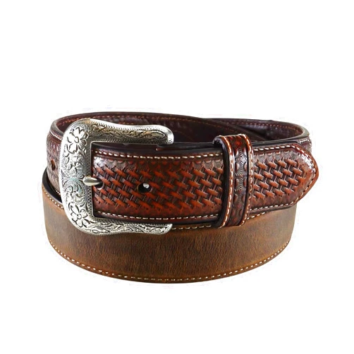 ARIAT Men's Western Basketweave Nailhead Leather Belt