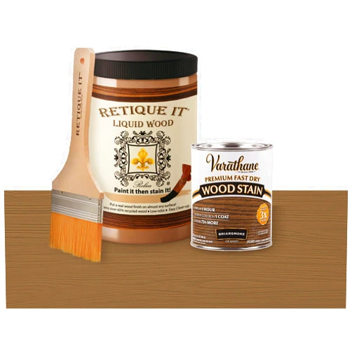 Retique It Liquid Wood - Quart Light Wood with Briarsmoke Stain - Stainable Wood Fiber Paint - Put a fresh coat of wood on it (32oz LW, Briarsmoke)