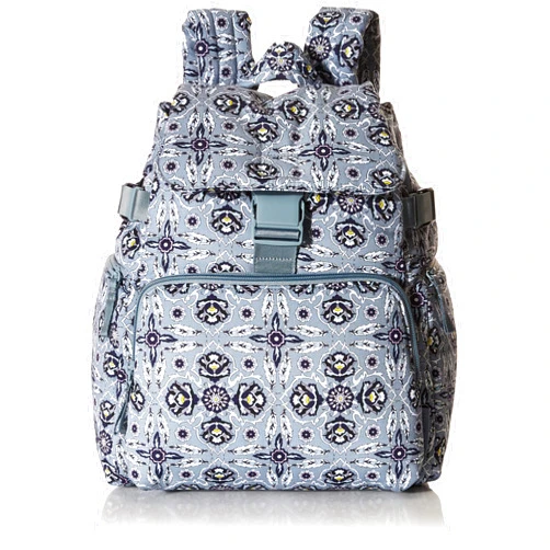 Vera Bradley Women's Cotton Utility Backpack, Plaza Tile - Recycled Cotton, One Size