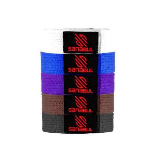 Sanabul BJJ Belt for Men & Women - Brazilian Jiu Jitsu With Ranking Stripes Sleeve Bar - Kids Gi Belt