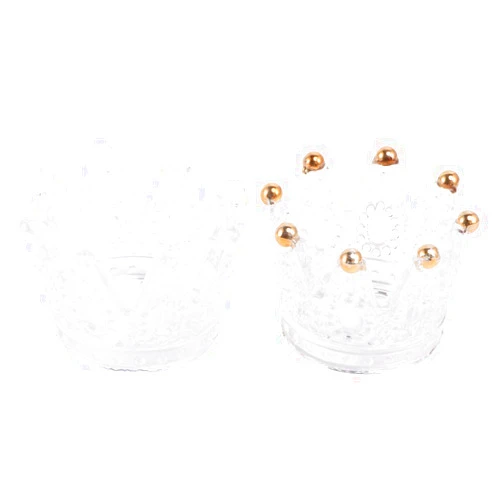 Lurrose 2 Pcs Glass Pen Holders Nail Art Liquid Powder Dappen Dish Pen Cosmetic Holder Desk Organizer for Salon Office Home