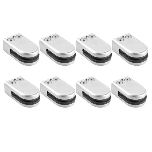Kamtop Glass Clamp, 6-8mm Round Glass Clamp (15/64-5/16 Inch), Adjustable Bracket 304 Stainless Steel Clamps Flat Back for Balustrade Staircase Handrail, 8 PCS