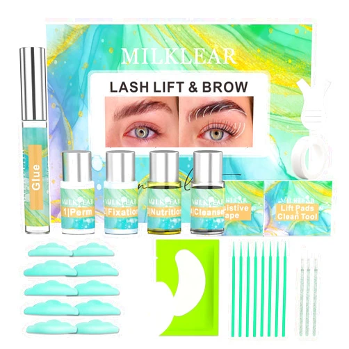 MILKLEAR Improved Formula Lash Lift & Brow Lamination Kit, Eyelash & Eyebrow Perm Curling Lifting for Home DIY Use, Long-Lasting 6-8 weeks Professional Salon-Quality Results