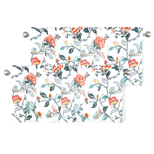 DriftAway Ada Botanical Print Lined Flower Leaf Thermal Insulated Window Valance Rod Pocket 52 Inch by 18 Inch Plus 2 Inch Multi 2 Pack