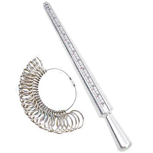 NIUPIKA Ring Sizer Measuring Tool Ring Mandrel Measurement Tool Measure Ring Size Finger Sizing Set Metal Gauge US Size 1-13 Jewelry Sizers Kit of 27 Pieces