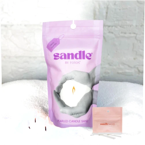 Foton Sandle Pearled Candle 10 Oz – Clean Laundry, Non Toxic Luxury Long Lasting Sand Candles up to 120 Hours - Refillable Candle Sand with 15 Wicks for Candle Making