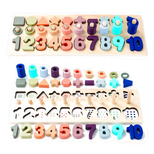 GeroCrew Toddler Montessori Toys Teaches Number, Counting, Math, Stacking Fun Preschool Learning Activates for Boy and Girl | Year Old Boy Gifts and Beyond! (Macaron)