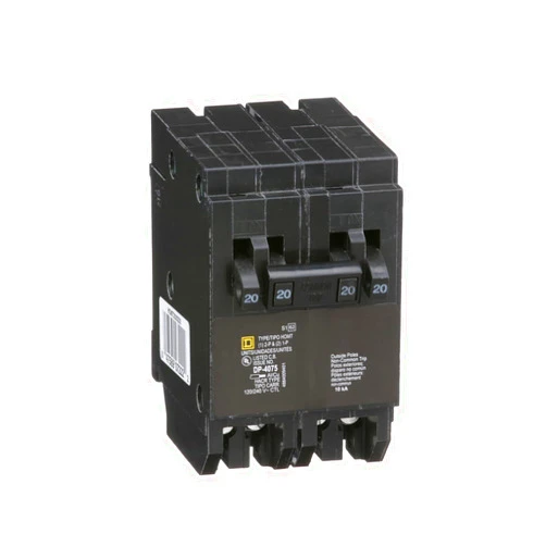 Schneider Electric Square D by Schneider Electric HOMT2020220CP Homeline Tandem Circuit Breaker, 2 x 1 pole at 20A, 1 x 2 pole at 20A, 120/240V, 10 kA AIR, Plug-In Mount