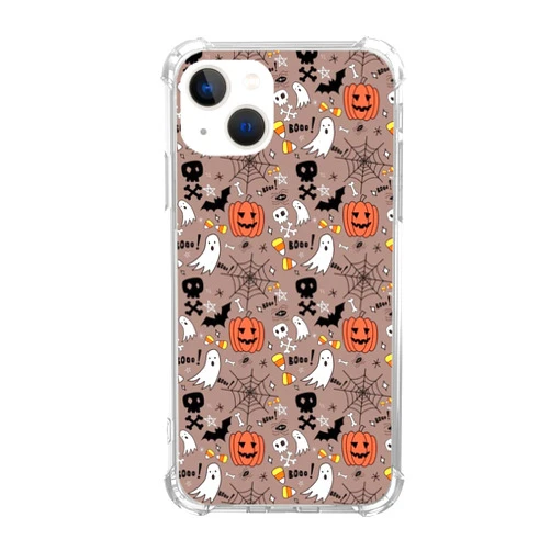 Junilotcik Halloween Phone Case Pumpkin Ghost Skull Pattern Cover Compatible with iPhone 15, Cute Black Bats Animals Case for Girl Men and Women, Trendy TPU Bumper Phone Case for iPhone 15