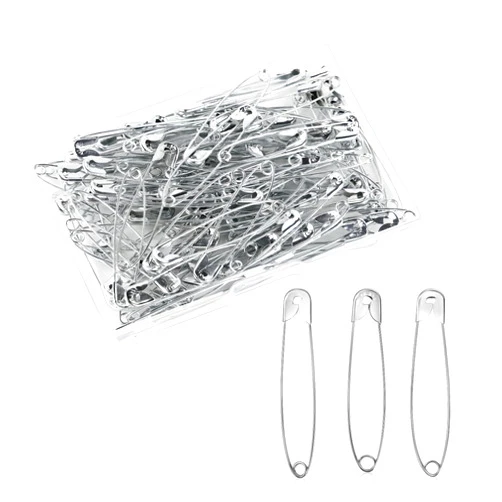 Tenalleys 100 Pack Silver Safety Pins Assorted, Galvanized Steel Bulk Safety Pins for Sewing, Clothes, Arts & Craft (2.1 Inch / 54 mm)