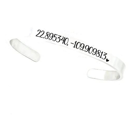 SM Design Coordinate Personalized Cuff Bracelet Love For Location Gift Personalized Gift Gift For Female Wedding Feminine Gift Metal Bracelet Remember COORDINATES-CUFF