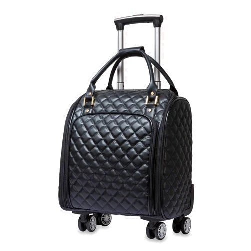 V&NSIXSIX Luxury Carry on Luggage with Universal Wheels 16-Inch Lightweight Travel Small Suitcase Diamond Stitching Synthetic Leather Bag