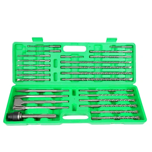 REETAI-FOUR 27 PCS SDS Plus Rotary Hammer Drill Bits & Chisels Set, Concrete Masonry Hole Tool with Storage Case,Carbide Tipped for Brick, Stone and Concrete. (27 PCS)