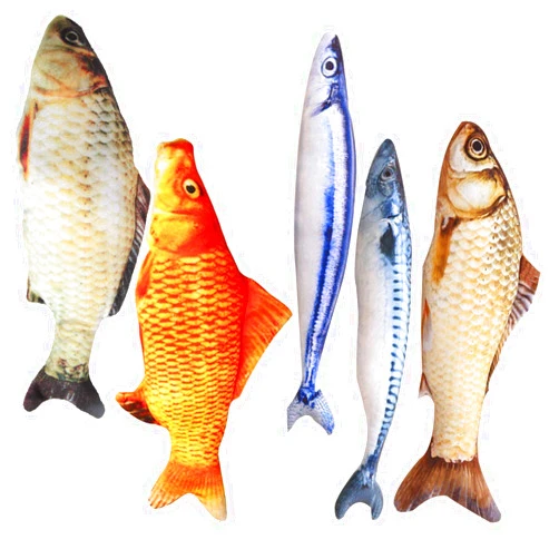 HAPY SHOP Catnip Toys 5 Pack - Simulation Fish Shape Realistic Fluffy Catnip Doll Interactive Pets Pillow Chew Bite Supplies for Cat Kitten Kitty