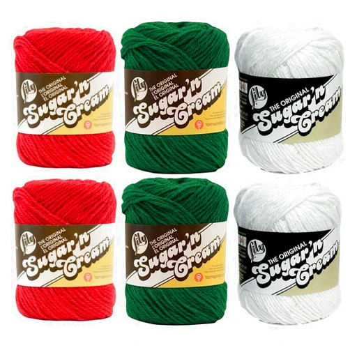 Lily Sugar n' Cream Variety Assortment Holiday 6 Pack Bundle 100 Percent Cotton Medium 4 Worsted (Multicolor)