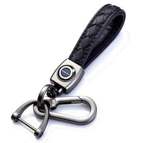 BerFosa Black Leather Car Logo Keychain