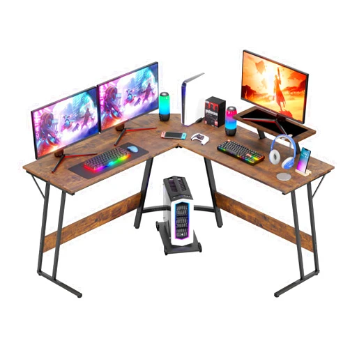 FDW L Shaped 51 Inch Gaming Desk,Corner Computer Desk,PC Gaming Desk,Writing Workstation with Large Monitor Stand for Home Office,Brown