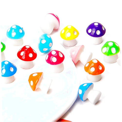 Yowget 35 PCS Mushroom Miniature Figurines,Mini Resin Charms Bmushroom Garden Decor for Party Dollhouse Micro Landscape Accessories
