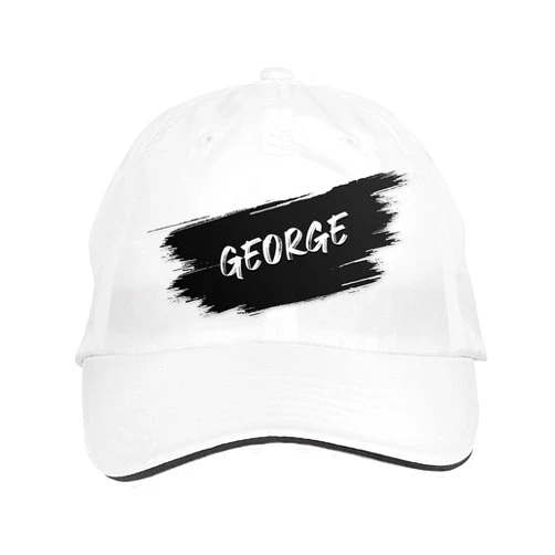 Makoroni George Name Hat Adjustable Cap, DesU69 White