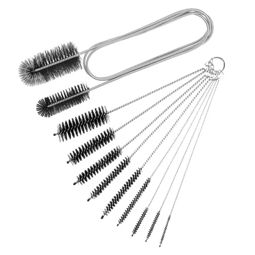 CANIPHA 10 Pcs Flexible Drain Brush Straw Cleaner Brush Set,Pipe Cleaners Brush,61Inch Stainless Steel Double-Ended Hose Brush 8.2Inch Nylon Long CPAP Tube Cleaning Brush for Home Kitchen Sink Plumbing