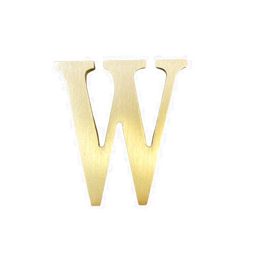 BWRMHME 1.77 Inch Height Self Adhesive Solid Brass English Letters 4.5CM Wall sticker Gold Mail Box Numbers House Address Numbers Shop Studio Name DIY Combination For Wall Home Decor Hardware (Letter W)