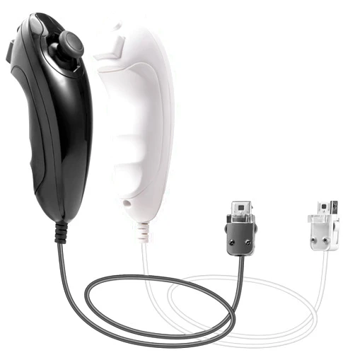 MODESLAB Wii Nunchuck Controller, 2 Pack Nunchuk Controllers Replacement Remote Joystick Gamepad Controller Compatible with Wii Wii U Console(Black+White)