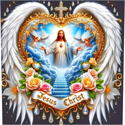 SHICERNHJ Jesus Christ 5D Diamond Painting Kits for Adults,Angel Wings Flower Diamond Art Kits for Adults Full Drill Beginners Craft Kits for Home Wall Decor 12x12inch